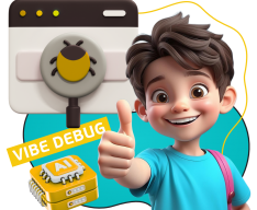 Тестирование & Vibe Debug. Охотники за багами - КИБЕРшкола программирования для детей, компьютерные курсы для школьников, начинающих и подростков - KIBERone г. Озерск